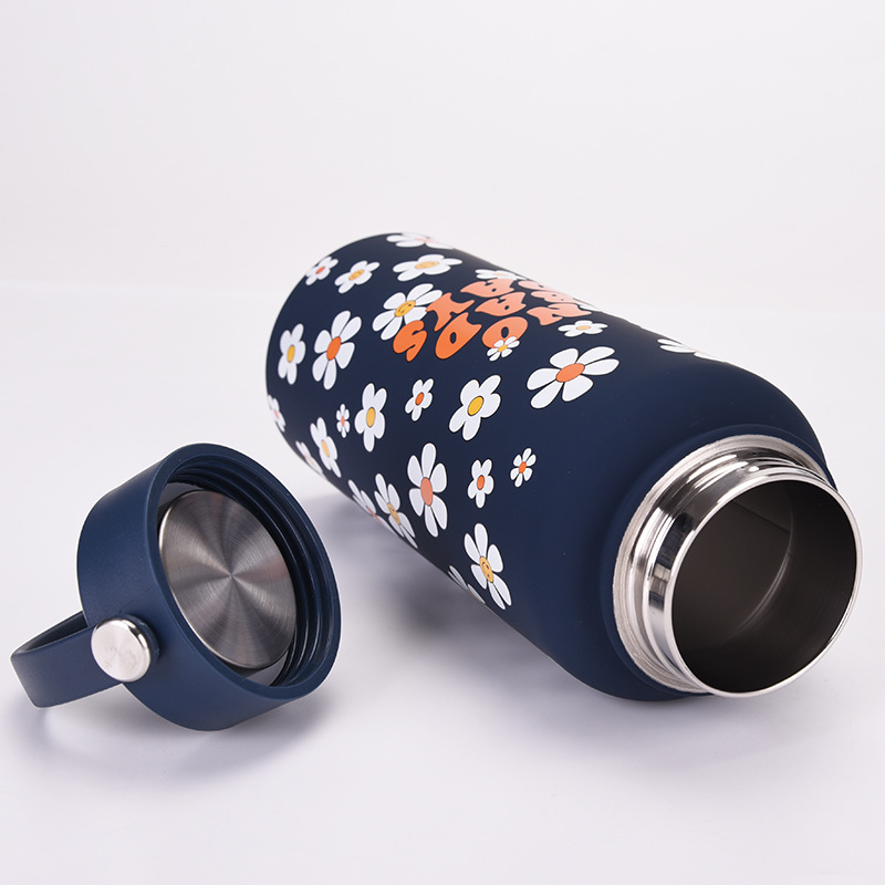 custom UV printed insulated water bottle 1L stainless steel