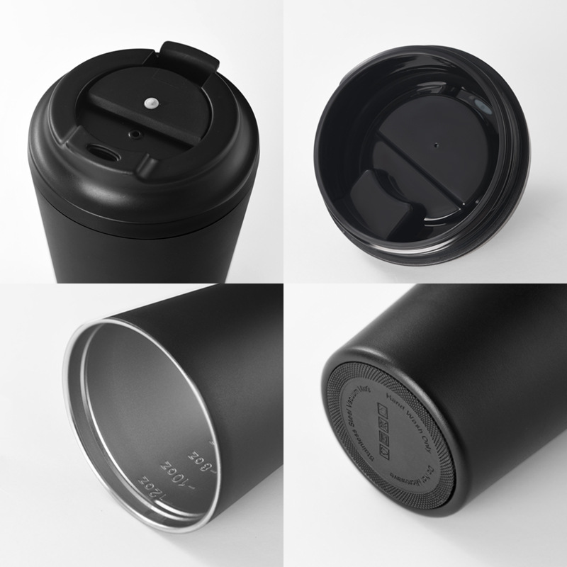 12oz stainless steel milk mug with inner scale – detail view