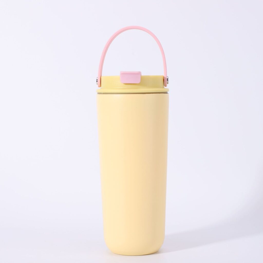20oz stainless steel tumbler with DualSip loop lid – yellow color, OEM available