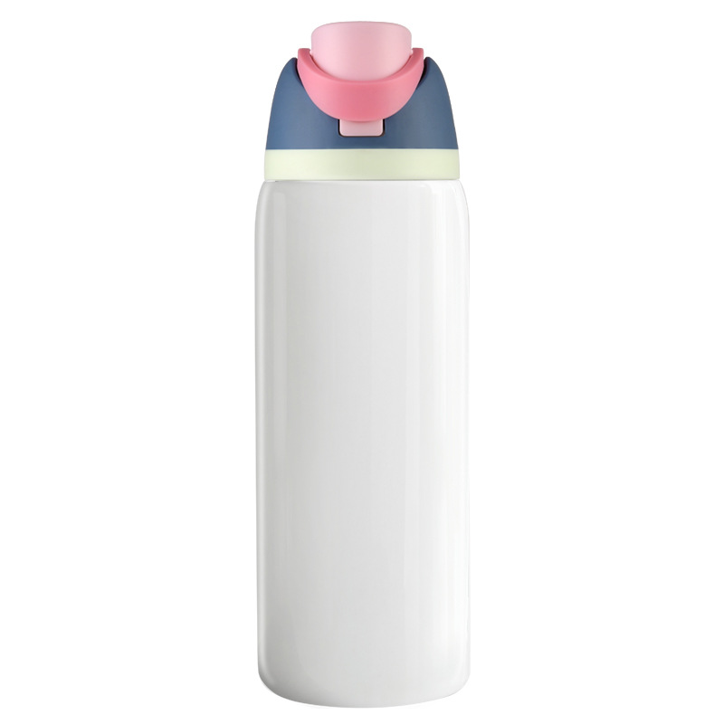 32oz Insulated Water Bottle – Pink Color, Hidden Straw, Flip-Top Lid