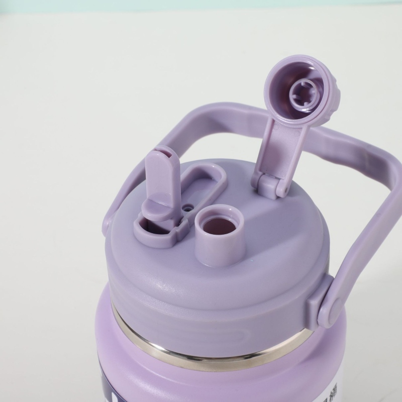 84oz stainless steel thermos jug top view with ring handle