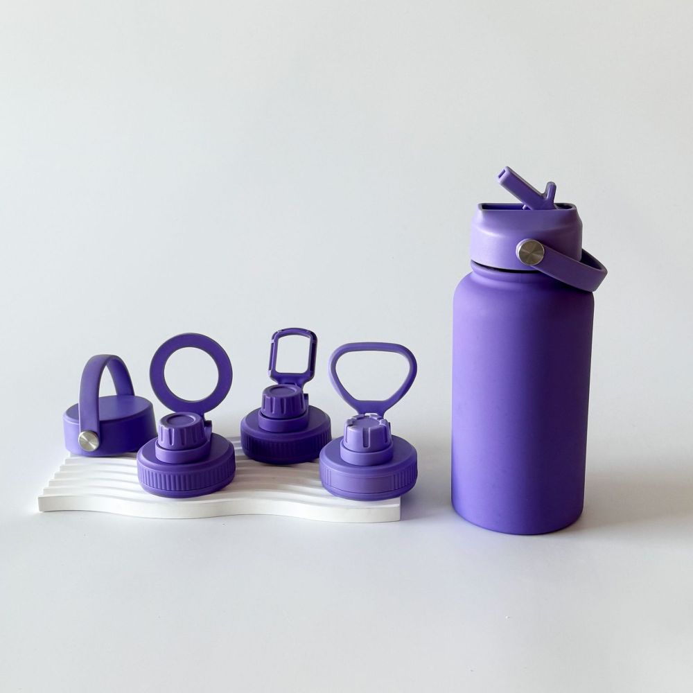 Interchangeable-lid insulated bottle – multiple drinking lids & leak-proof design