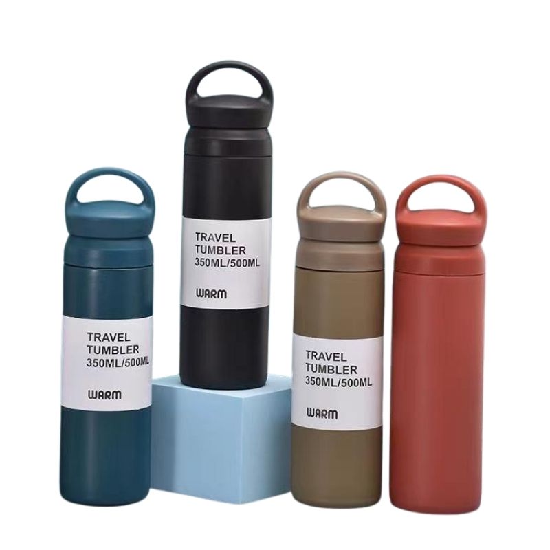 Wide-Mouth Twist-Off Stainless Steel Bottle with Rounded Carry Handle – Multiple Color Options
