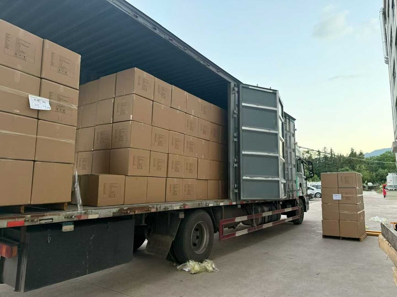 Factory loading cartons into a truck for bulk export shipment