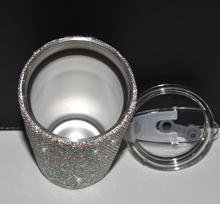 Stainless steel insulated tumbler inner liner with resin rhinestone exterior finish