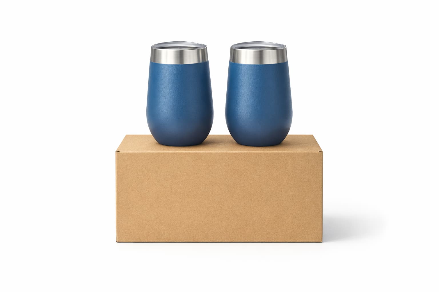 Top-display kraft paper set box for two stainless steel insulated tumblers e-commerce packaging