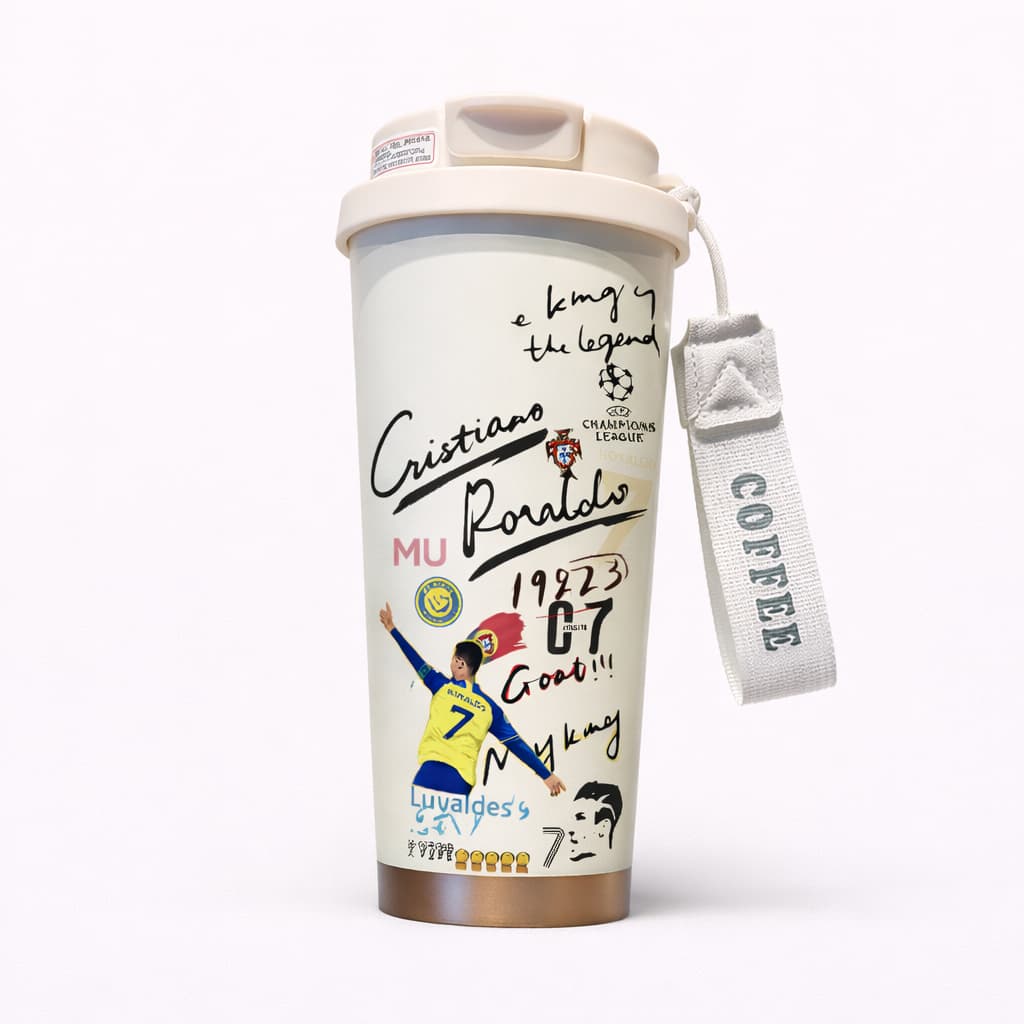 AC Milan inspired insulated tumbler featuring San Siro stadium graphic UV print