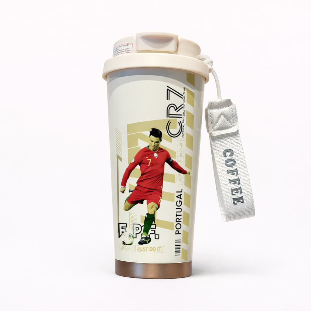 Football inspired insulated tumbler with Portugal national team style UV print