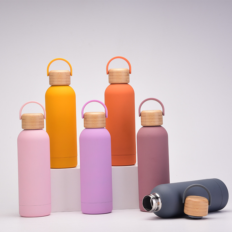 OEM custom color vacuum insulated stainless steel bottles with wooden lid