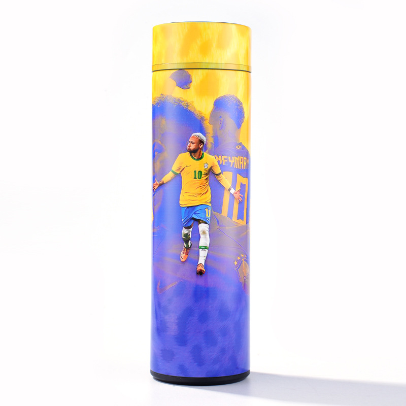 Sublimation football star insulated tumbler with full wrap sports design and temperature display lid