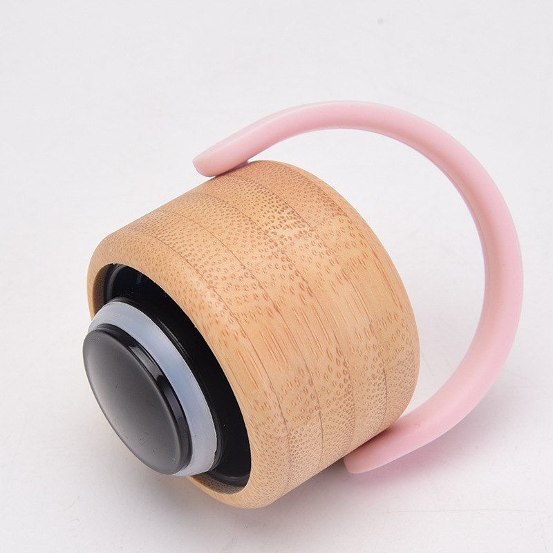 Wooden screw lid with handle for vacuum insulated stainless steel bottle