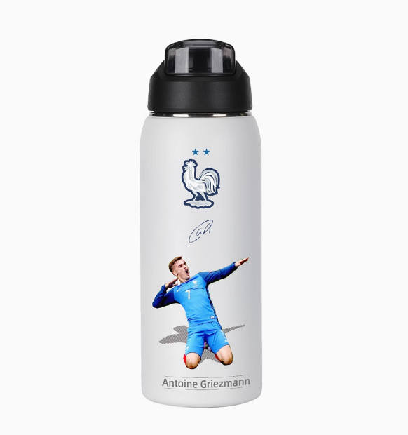custom football player UV print insulated bottle with national team style
