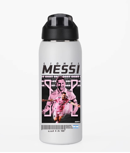 custom football player poster style UV printed insulated water bottle