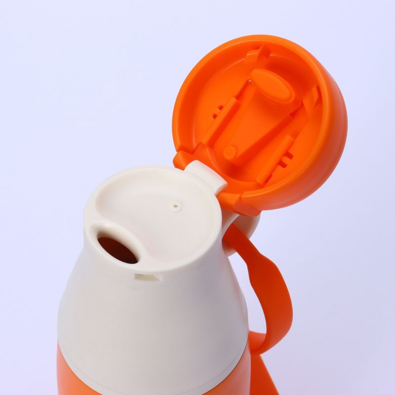 Dual-drink lid close-up with flip top opened