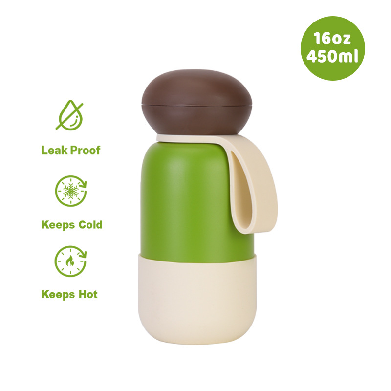 green and cream dome lid bottle with loop handle