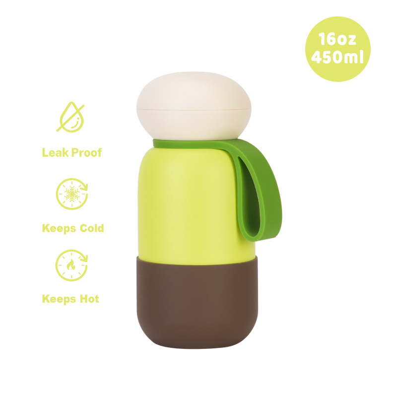 green dome lid thermal bottle with carry loop 450ml
