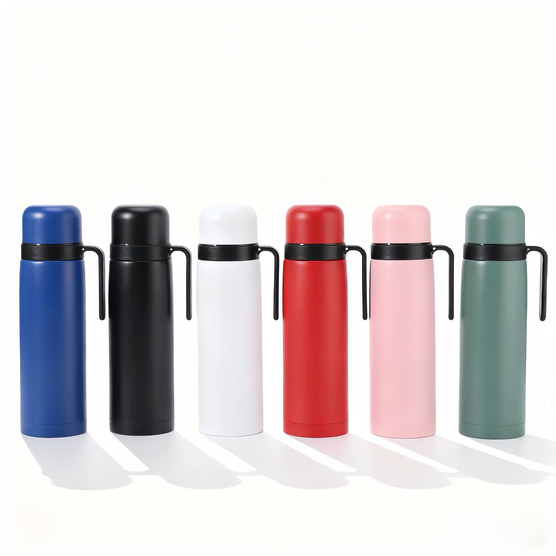 insulated flask color options blue black white red pink green