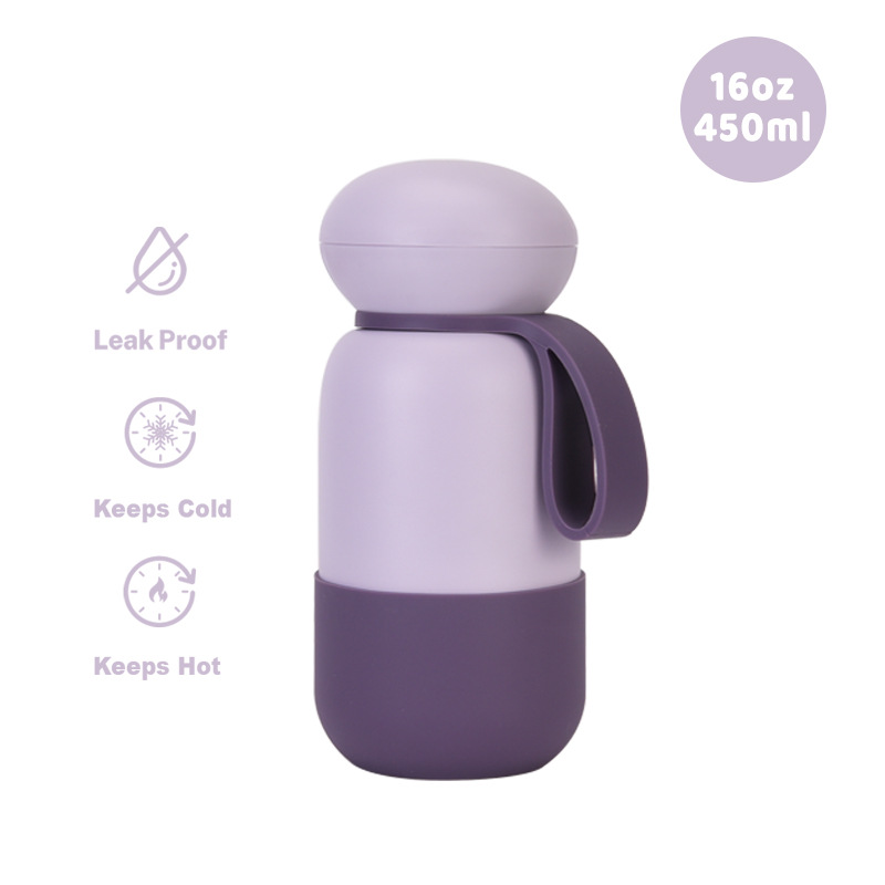 purple insulated water bottle with dome cap 450ml