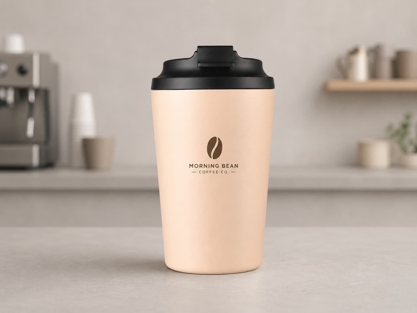 Custom logo coffee tumblers and travel mugs for café merchandise and coffee shop branding