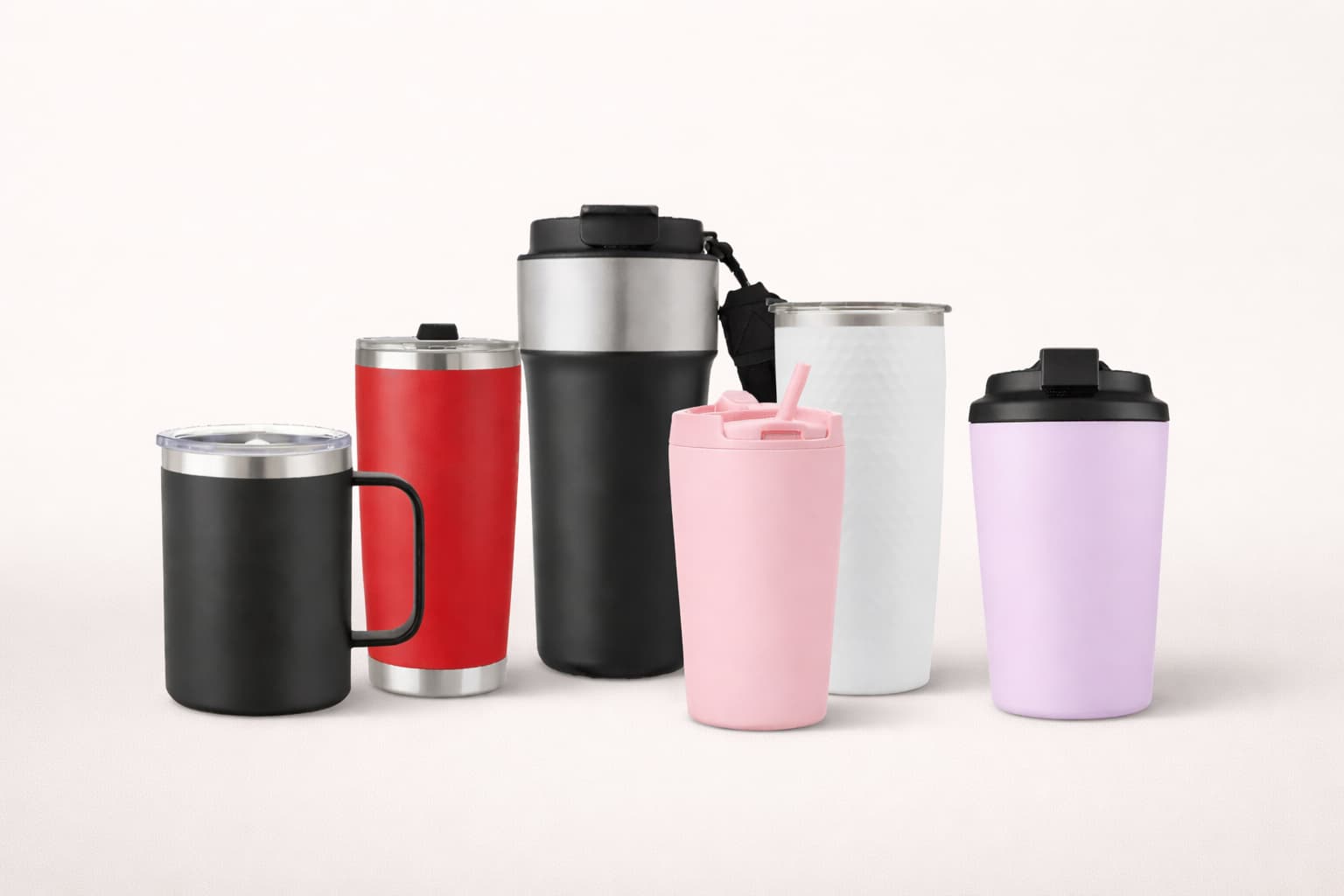Custom stainless steel insulated tumblers collection in multiple colors and lid styles for wholesale and private label