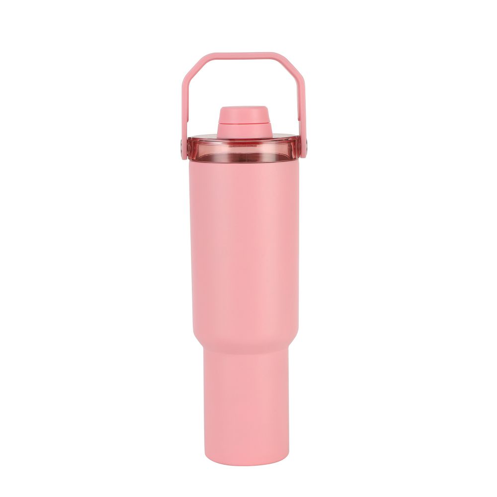 Pink large capacity car tumbler with carry handle