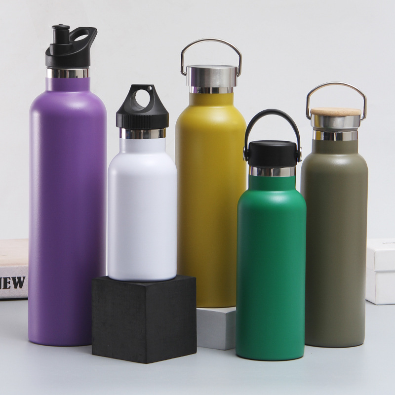 stainless steel vacuum bottles in mixed sizes with different cap styles