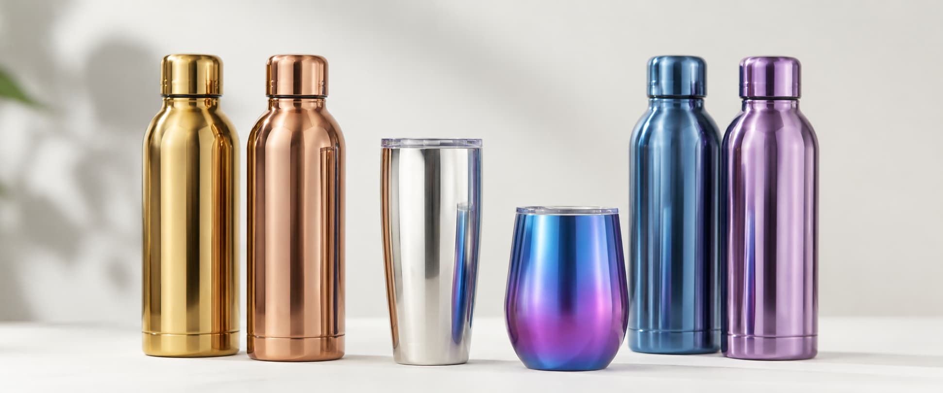 Stainless steel bottle plating color differences with various metallic finishes